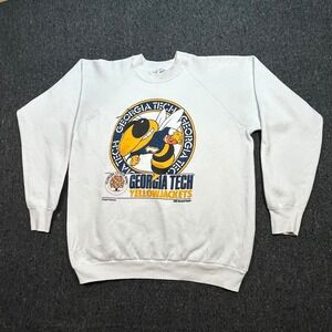 Vintage 90s Mens XL Georgia Tech 1991 Citrus Bowl Pullover White Sweatshirt